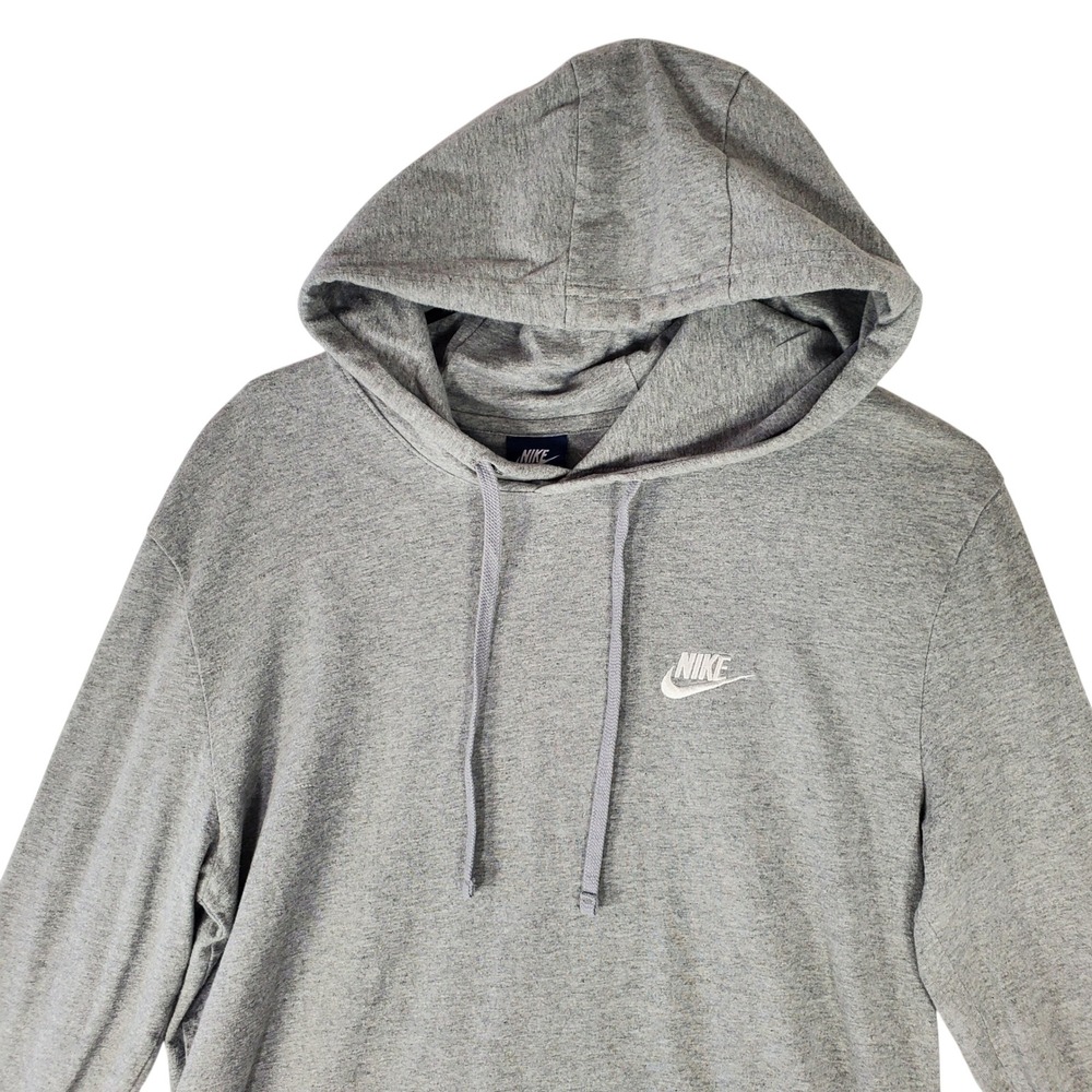Nike Mens Sportswear Long Sleeve Hoodie Gray Jersey Cotton 807249-063 Size M